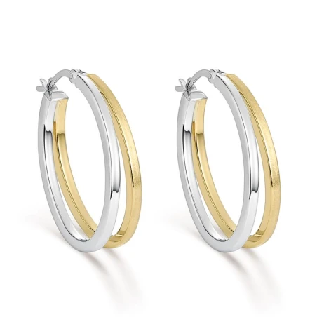 Pendientes Itemporality Doble Aro Plata Baño Bicolor SEA-400-375-UU