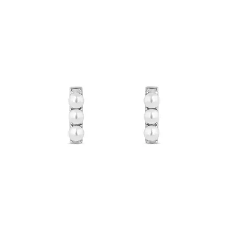 Pendientes Itemporality Barrita Plata Baño Rodio y Perlas Blancas SEA-120-343-UU