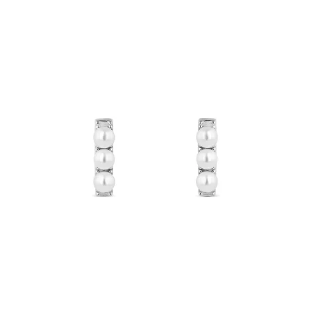 Pendientes Itemporality Barrita Plata Baño Rodio y Perlas Blancas SEA-120-343-UU