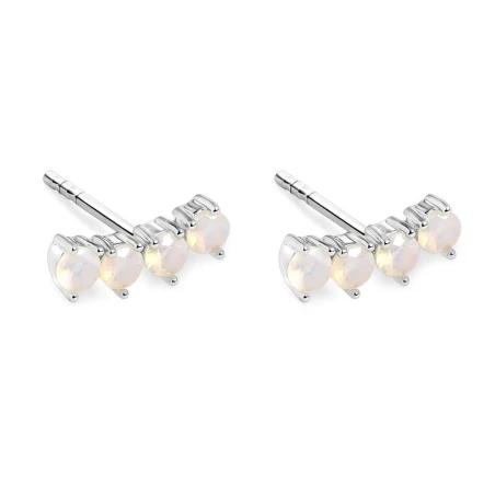 Pendientes Itemporality Plata Baño Rodio y 4 Ópalos Blancos SEA-119-334-UU