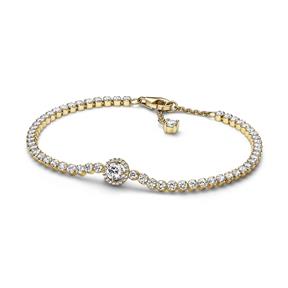 Pulsera Pandora Tenis Halo Brillante Baño Oro 569416C01