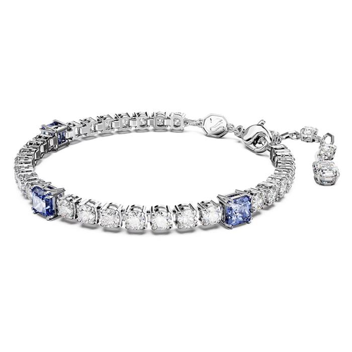 Pulsera Swarovski Matrix Tennis Baño Rodio y Cristales Blancos y Azules 5666426