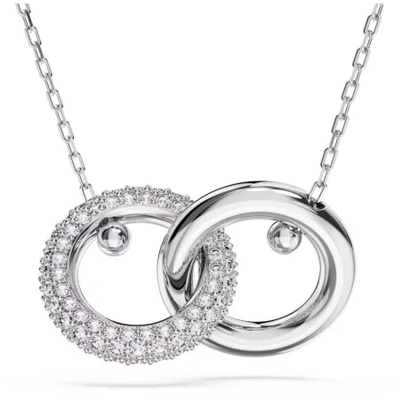 Gargantilla Swarovski Dextera Aros Entrelazados Baño Rodio y Cristales Blancos 5670251