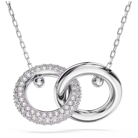 Gargantilla Swarovski Dextera Aros Entrelazados Baño Rodio y Cristales Blancos 5670251