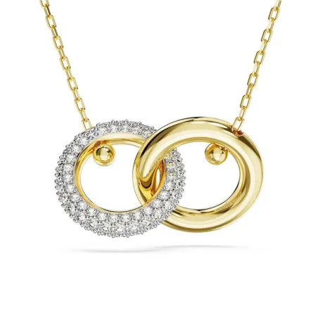 Gargantilla Swarovski Dextera Aros Entrelazados Baño Oro y Cristales Blancos 5668820