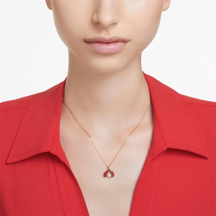 Gargantilla Swarovski Idyllia Mariquita Baño Oro y Cristales Rojos, Negros y Blanco 5666225