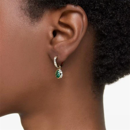 Pendientes Swarovski Stilla Baño Oro, Cristales Blancos y Verdes 5662922