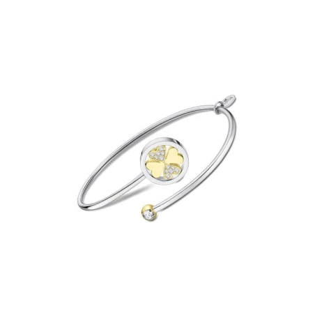 Pulsera Lotus Style Trébol Acero Inoxidable Bicolor y Circonitas LS2169-2/A