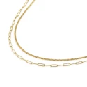 Collar Itemporality Anello Doble Cadena Plata Baño Oro Eslabones Cubanos y Rectangulares SNL-200-107-UU