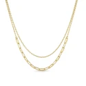 Collar Itemporality Anello Doble Cadena Plata Baño Oro Eslabones Nudo y Rectangulares SNL-200-108-UU