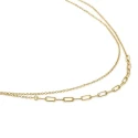 Collar Itemporality Anello Doble Cadena Plata Baño Oro Eslabones Nudo y Rectangulares SNL-200-108-UU