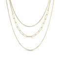Collar Itemporality Anello Triple Cadena Plata Baño Oro Eslabones redondos, ovalados y rectangulares SNL-200-113-UU