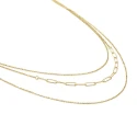 Collar Itemporality Anello Triple Cadena Plata Baño Oro Eslabones redondos, ovalados y rectangulares SNL-200-113-UU
