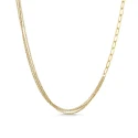 Collar Itemporality Anello Triple Cadena Plata Baño Oro Eslabones redondos y ovalados SNL-200-114-UU