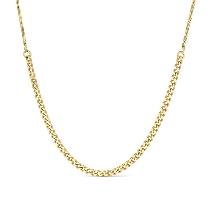 Collar Itemporality Fábula Plata Baño Oro Cadena Serpiente y Eslabones Cubanos SNL-200-111-UU