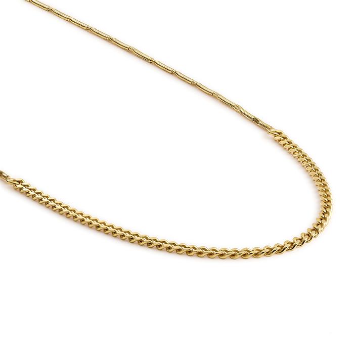 Collar Itemporality Fábula Plata Baño Oro Cadena Serpiente y Eslabones Cubanos SNL-200-111-UU