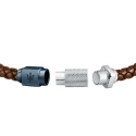 Pulsera Maserati Cuero Marrón Trenzado y Acero Inoxidable Plateado y Azul JM223AVE15