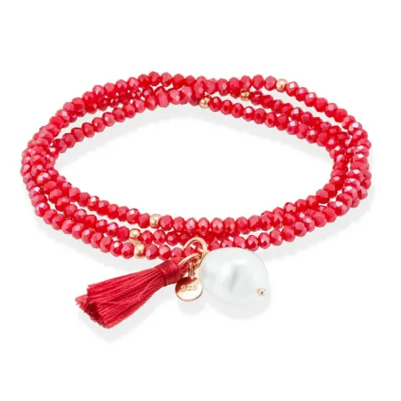 Pulsera Marina García Zen Coral Plata Baño Oro Rosa y Perla 90493UP