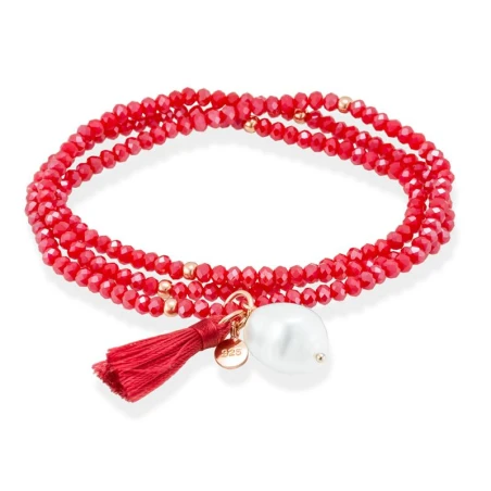 Pulsera Marina García Zen Coral Plata Baño Oro Rosa y Perla 90493UP