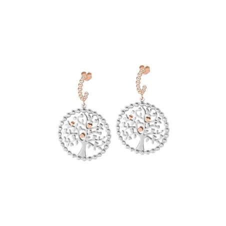 Pendientes Morellato Talismani Árbol de la Vida Acero Inoxidable Plateado y Rosado SAQE12