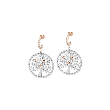 Pendientes Morellato Talismani Árbol de la Vida Acero Inoxidable Plateado y Rosado SAQE12