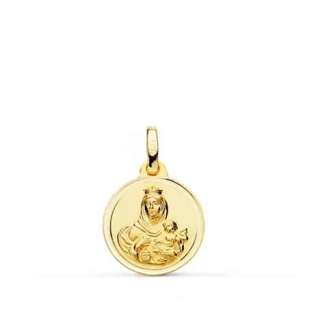 Medalla 14mm virgen del Carmen oro bisel