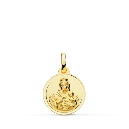 Medalla 14mm virgen del Carmen oro bisel