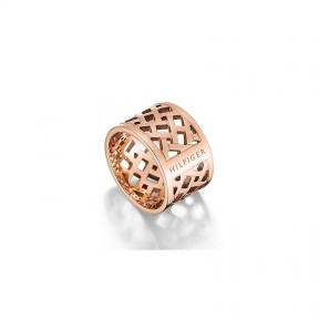 Anillo acero IP rosa perforado  2700744C