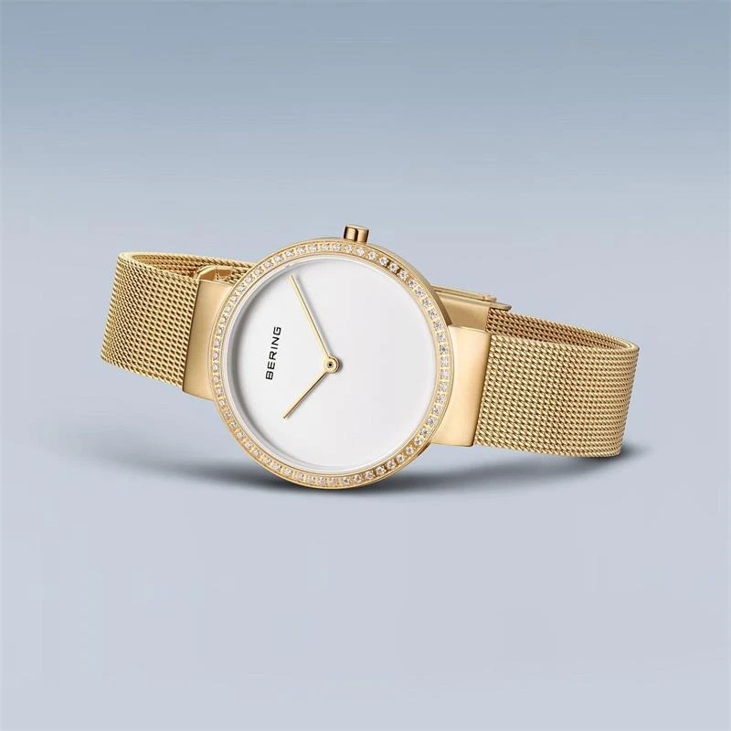 Reloj Bering Classic Mujer Baño Oro Amarillo y Cristales Analógico 14531-330