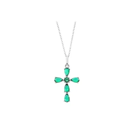 Gargantilla Lotus silver Cruz Plata y Cristales Verdes LP3558-1/2