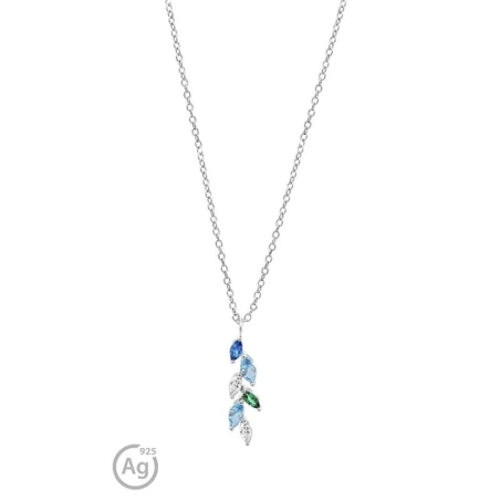 Gargantilla Lotus Silver Hojas Plata y Cristales multicolor LP3582-1/2