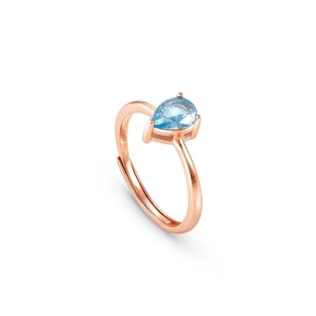 Anillo Nomination Colour Wave Mujer Plata Baño Oro y Circonita Pera Azul 149843/032