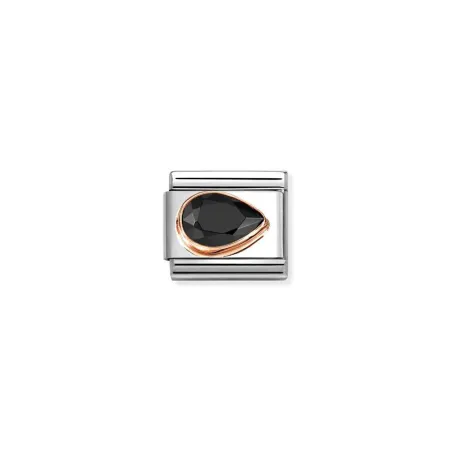 Composable Classic CIRCONITAS FACETADOS GOTA DX en acero y oro 9 k NEGRO
