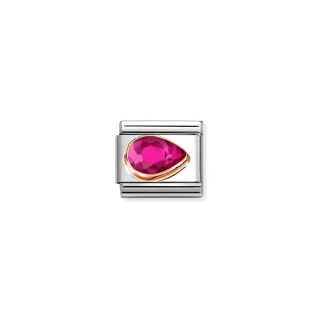 Composable Classic CIRCONITAS FACETADOS GOTA DX en acero y oro 9 k ROJO
