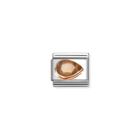 Composable Classic CIRCONITAS FACETADOS GOTA DX en acero y oro 9 k SMOKEY