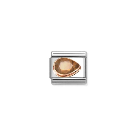 Composable Classic CIRCONITAS FACETADOS GOTA DX en acero y oro 9 k SMOKEY