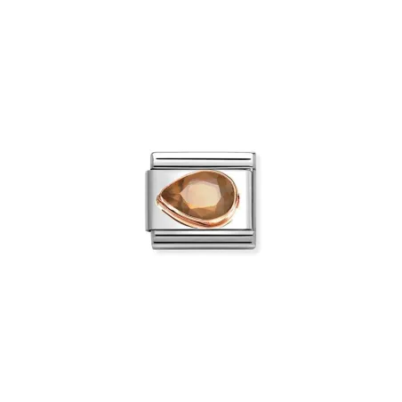Composable Classic CIRCONITAS FACETADOS GOTA SX en acero y oro 9 k SMOKEY