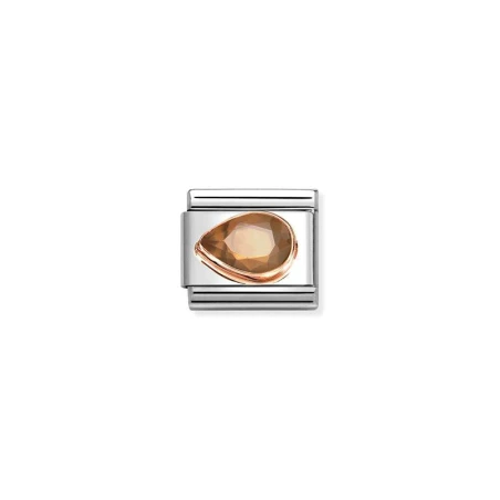 Composable Classic CIRCONITAS FACETADOS GOTA SX en acero y oro 9 k SMOKEY