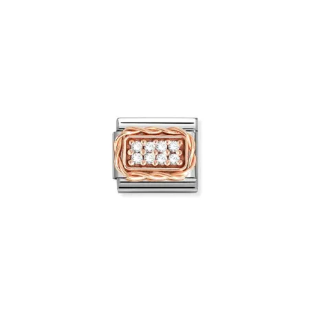 Composable Classic PAVE' RICO en acero, circonitas y oro 9 k Blanco