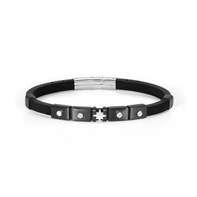 Pulsera Nomination City Hombre Caucho y Acero Negro Rosa del Viento 028812/014