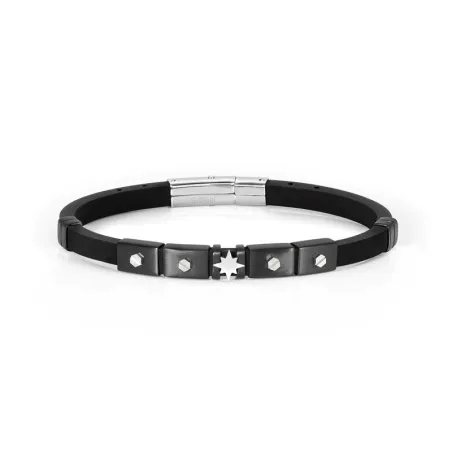 Pulsera Nomination City Hombre Caucho y Acero Negro Rosa del Viento 028812/014