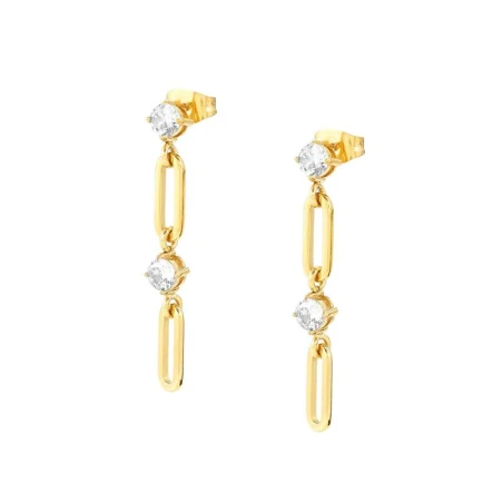 Pendientes Nomination Chainsofstyle Mujer Acero Baño Oro y Circonitas Blancas 029404/012