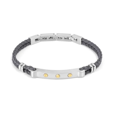 Pulsera Nomination Manvision Acero Bicolor y Cuero Gris 133003/051