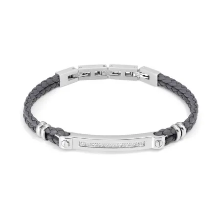 Pulsera Nomination Manvision Acero Bicolor y Cuero Gris y Circonitas 133002/001