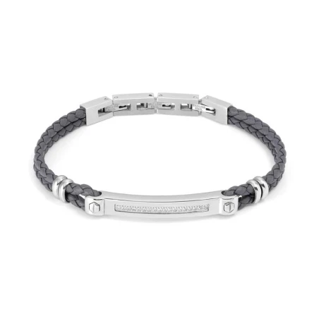 Pulsera Nomination Manvision Acero Bicolor y Cuero Gris y Circonitas 133002/001