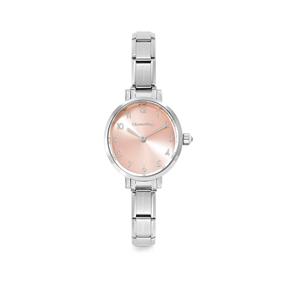 Reloj PARIS OVAL con circonitas con base acero Rosa
