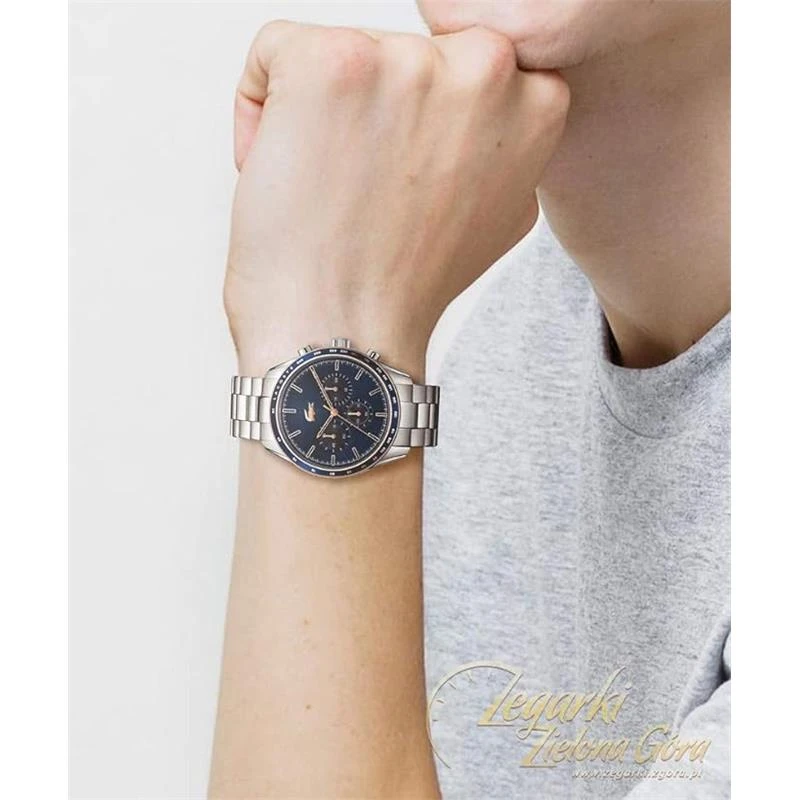 Reloj Lacoste Boston Plateado y Azul Cronógrafo Hombre 2011081
