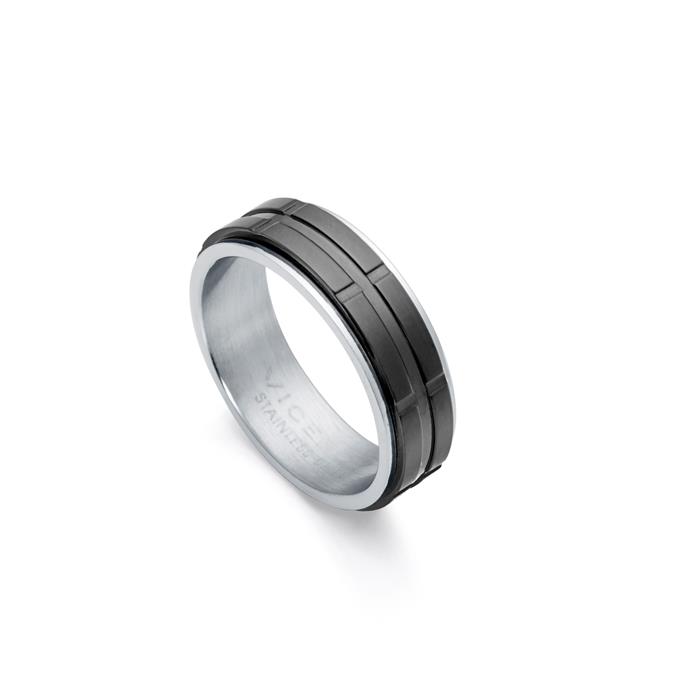 Anillo Viceroy Fashion Magnum Hombre Acero Inoxidable plateado y negro 75327A02210