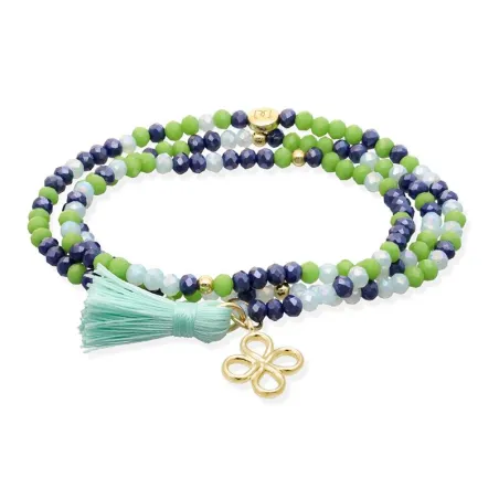 Pulsera Marina García ZEN Nenúfar, Trébol Plata Baño Oro 90919UT
