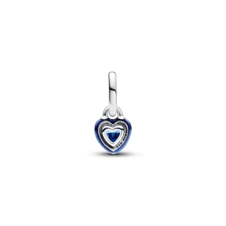 Heart sterling silver mini dangle with blue crystal and blue enamel